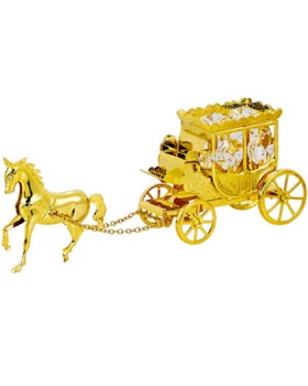24K GOLD PLATED HORSE WITH CARRIAGE 